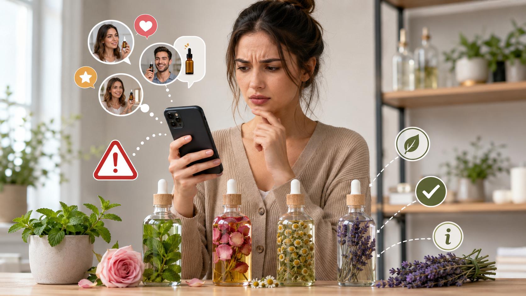 اعتماد به توصیه های غیرتخصصی در فضای مجازی راجع به خرید عرقیات گیاهی